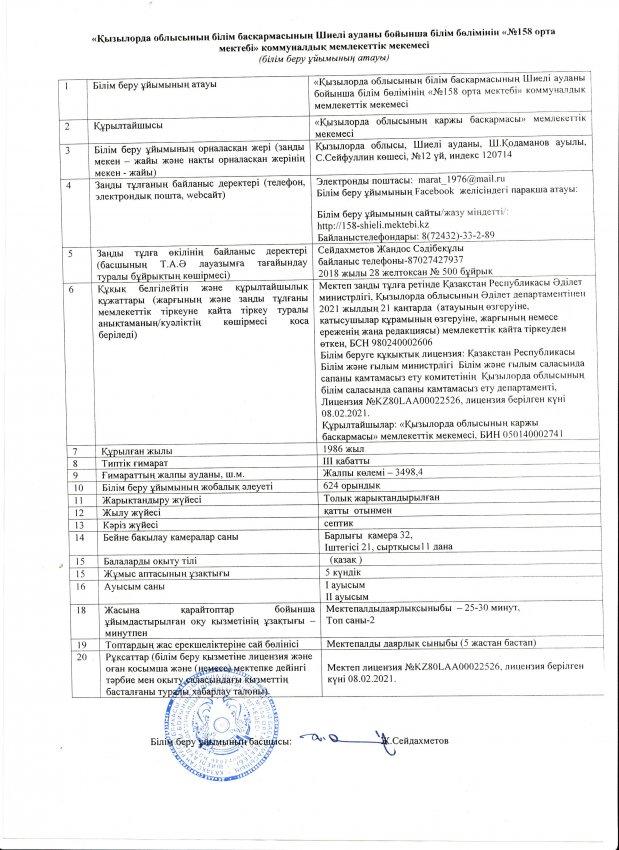 Мектеп туралы мәлімет